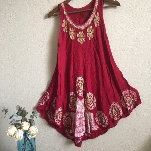 Sunflower Dresses & Skirts - Indian batik rayon crinkle sequined tunic dress